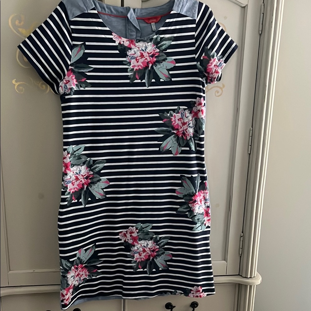 Joules Navy and White Striped Dress